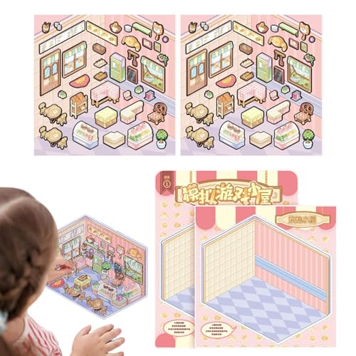 Lembeauty Aufkleberszenen für Kinder, Erstellen Sie Ihre eigenen Hausaufkleber | Aufkleber zum Stressabbau mit 3D-Effekt - Machen Sie Ihre eigenen Scrapbook-Aufkleber, Cartoon-Aufkleber-Set für kleine von Lembeauty