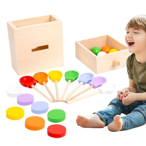 Lembeauty Hölzerne Ball-Drop-Spielzeuge, hölzerne Münzbox,Passende Kinderspielzeuge zum Sortieren nach Farben und Formen - Passende Farbformsortierung für Kinder, die die Schule Lernen von Lembeauty