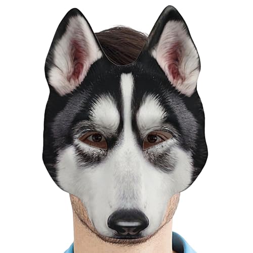 Lembeauty Husky-Maskerade-Maske, Husky-Maskerade-Gesichtsbedeckung,Realistische Karnevalsmaske | Kostüm-Cosplay-Requisiten, Halloween-Maske für Halloween-Maskenabend von Lembeauty