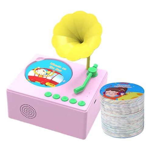 Lembeauty Kleinkind-Grammophon-Spielzeug,Kinder-Grammophon 96 Karten - Spielzeug-Musikplayer für Kleinkinder,Tragbarer Kinder-Phonograph Story Music Player für Kinder, und Mädchen von Lembeauty