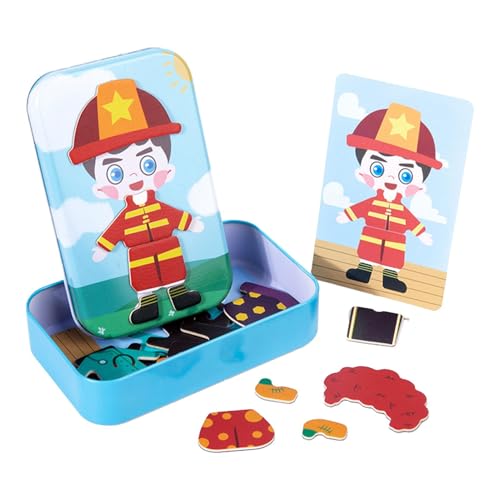 Lembeauty Magnetische Puzzles, magnetisches Anziehspielzeug, Charakter-Ankleide-Ausdruckswechsel-Puzzle, Holzspielzeug, Charakter-Puzzle, magnetische Anziehpuppe, Rollenspielspielzeug für Kinder ab 3 von Lembeauty