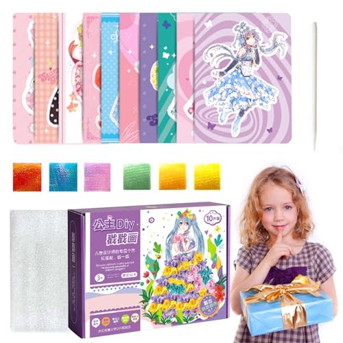 Lembeauty Puzzle Punktion Malerei für Kinder, Poking Art Kits für Mädchen | Kreatives Puzzle-Punktionsmalen für Kinder | Handgefertigtes -Anziehaufkleberbuch für Mädchen-Geburtstagsgeschenke von Lembeauty