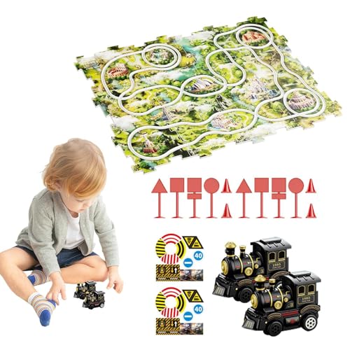 Lembeauty Puzzle-Rennwagen-Spielset, Puzzle-Racer, Pädagogischer Puzzle-Rennfahrer, Puzzle-Track-Autospiel, Lernspielzeug, Kleinkindspielzeug, Hand-Auge-Koordination für Kinder ab 3 Jahren, und von Lembeauty