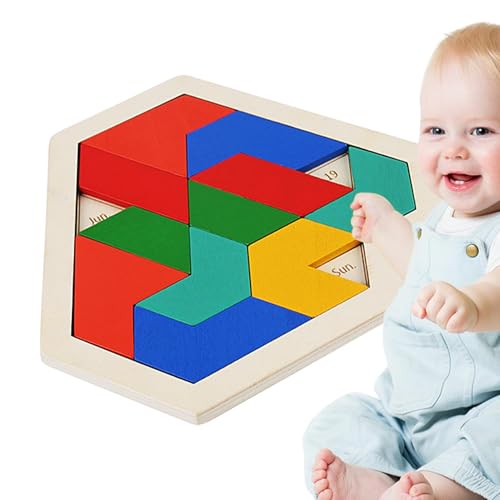 Lembeauty Sechseck-Tangram-Puzzle,Hölzernes Sechseck-Puzzle | Intelligenz-Rätselspielzeug - Tragbares STEM-Lernlogikspiel für alle Altersgruppen. Herausforderung, Kinder, Kinder, Erwachsene von Lembeauty