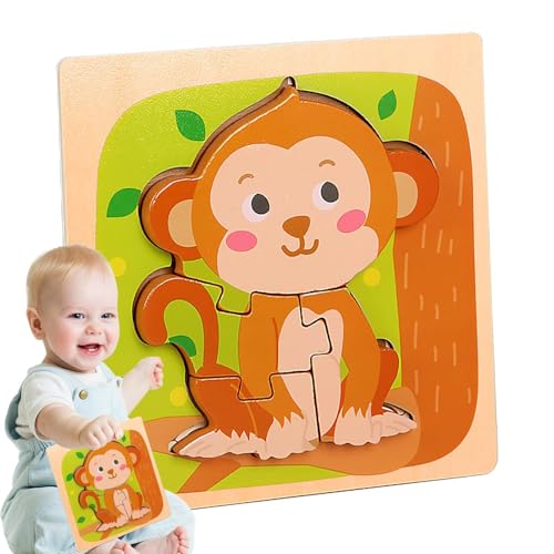 Lembeauty Tierpuzzle für Kinder,Tierpuzzle - Denksport-Puzzle - Puzzles für Kleinkinder, Spielzeug für und Mädchen, Hirsch, Ente, Frosch, AFFE, Fisch, Löwe, Tierpuzzles, Spielzeug von Lembeauty