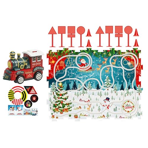 Lembeauty Triebwagen-Puzzle-Gleiswagen, Puzzle-Rennwagen - Cartoon-Autobahn-Spielzeug-Puzzle-Eisenbahnwagen | Robustes Auto-Puzzle-Track-Puzzle-Autospielzeug für die Weihnachtsferien von Lembeauty