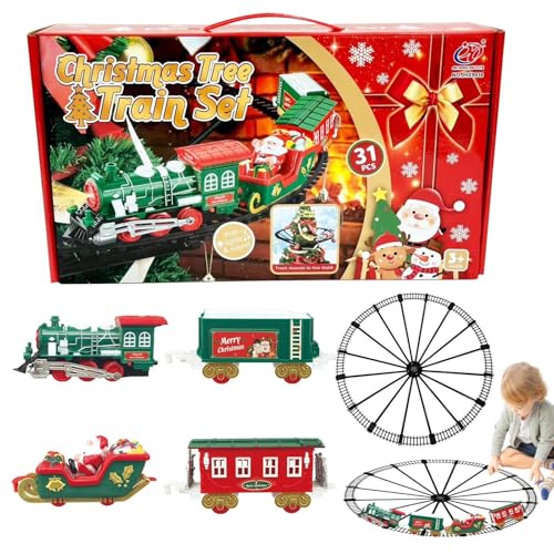 Lembeauty Weihnachtseisenbahn-Sets für rund um den Weihnachtsbaum,Eisenbahn-Set für unter dem Weihnachtsbaum - Waggonsschienen für Züge - Modelleisenbahnen für Kleinkinder für im Alter von 4, 5, 6 und von Lembeauty