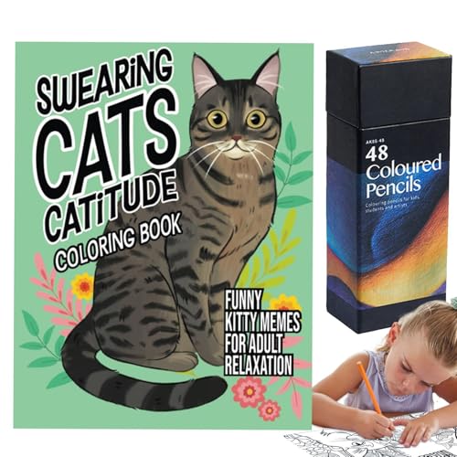 Swearing Cats Catitude Malbuch | Katze Themed Malbuch Mit Lustigen Kitty Memes | Stressabbau Und Zeitvertreib Für Erwachsene Kinder von Lembeauty