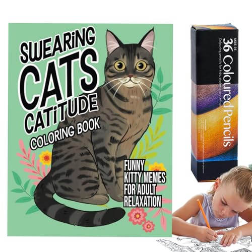 Swearing Cats Catitude Malbuch | Katze Themed Malbuch Mit Lustigen Kitty Memes | Stressabbau Und Zeitvertreib Für Erwachsene Kinder von Lembeauty