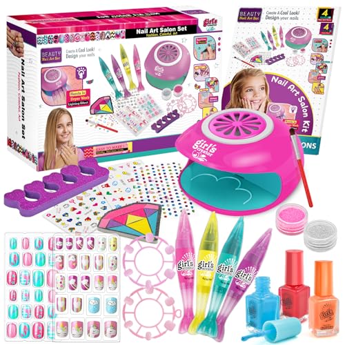 LemonDream Geschenke für Mädchen Nagellack Set Kinder DIY schminkkoffer mädchen Schminke Mädchen Nagelstudio Kinder Mädchen Nageldesign Kinder Mädchen Geschenk 6 7 8 9 11 12 Jahren von LemonDream