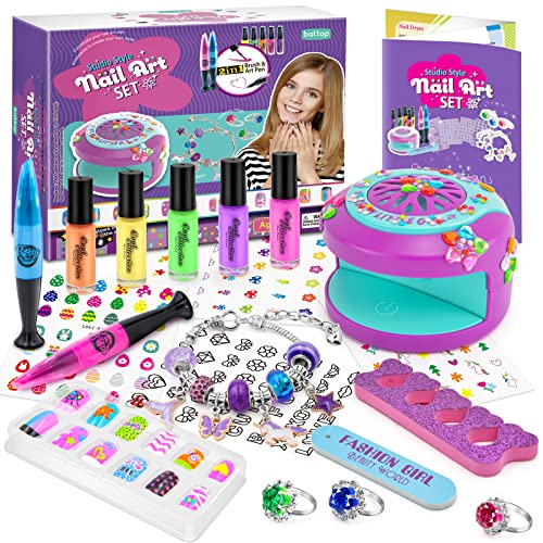 LemonDream Nagelstudio Kinder Mädchen,Geschenke für Mädchen 6-12 Jahre Kinder Nagellack Mädchen Geschenke,Mädchen Spielzeug mit Armbänder Selber Machen Kinder Kindernagellack Kinderschminke von LemonDream