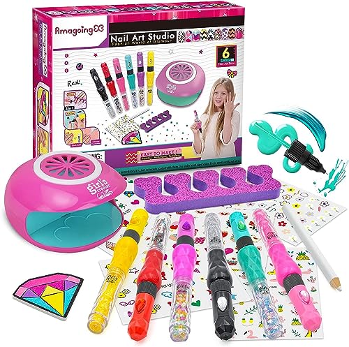 LemonDream Nagelstudio Kinder Mädchen,Mädchen Geschenke 6-12 Jahre Nagellack Set Kinder,Spielzeug Mädchen 6 7 8 9 10 11 12 Jahre Geburtstagsgeschenk für Mädchen Nageldesign Kinderschminke von LemonDream