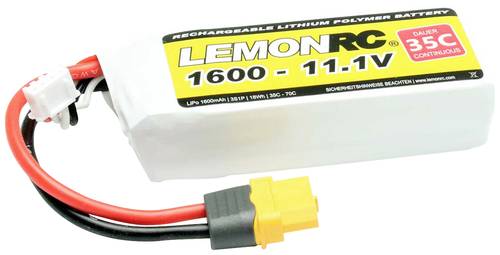 LemonRC Modellbau-Akkupack (LiPo) 11.1V 1600 mAh Zellen-Zahl: 3 35 C Softcase XT60 von LemonRC