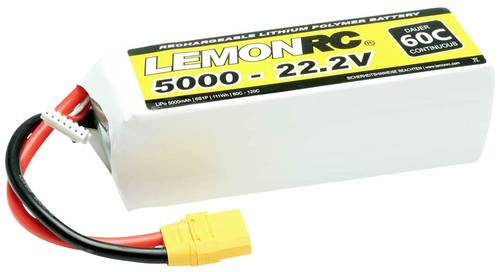 LemonRC Modellbau-Akkupack (LiPo) 22.2V 5000 mAh Zellen-Zahl: 6 60 C Softcase XT90 von LemonRC