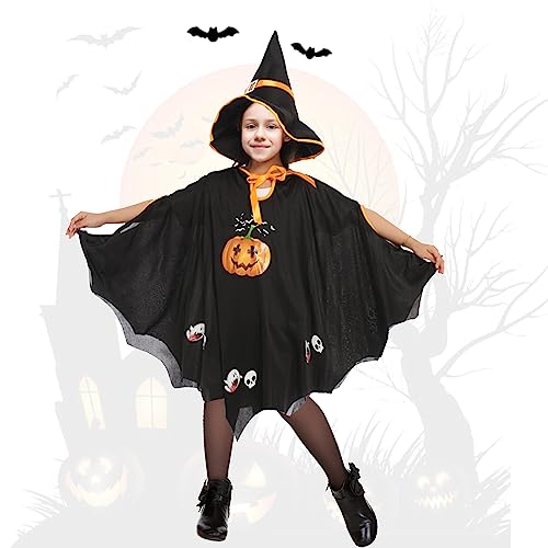 Lemotoy Halloween Kostüm Kinder Kinder Halloween Kostüm Kürbis Umhang Kostüm Set Faschingskostüme Kinder Für Halloween Karneval Fasching Cosplay 90-160cm von Lemotoy