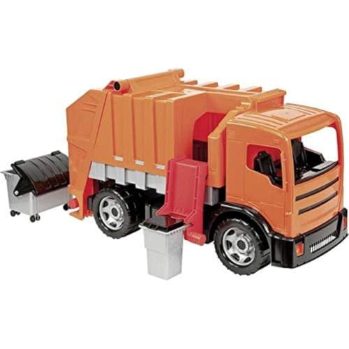 LENA -2166 Riesen GIGA Trucks ca. 72 cm, Achsen und 2 Mülleimer, orangefarbener Müllwagen, XXL-Spielzeugfahrzeug für Kinder ab 3 Jahren, 2166, Mehrfarbig von Lena