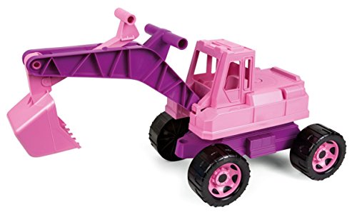 Lena 02137 - Starke Riesen Bagger für Mädchen, rosa, ca. 80 cm, großer Schaufelbagger mit solider Tragkraft und funktionierender Schaufel, robuster Spielzeugbagger für Kinder ab 3 Jahre, lose von Lena