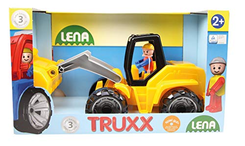 Lena 04412 TRUXX Schaufellader Baufahrzeug ca. 37 cm Frontlader mit funktioneller Schaufel Spielfigur, für Kinder ab 2 Jahren, Spielfahrzeug Set gelb von Lena