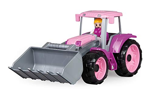 Lena 04452 TRUXX Front Traktor Pink mit Frontschaufel, Fahrzeug ca. 34 cm, Trecker mit Baggerschaufel und vollbeweglicher Spielfigur, Spielfahrzeug für Mädchen ab 2 Jahre in rosa, lila von Lena