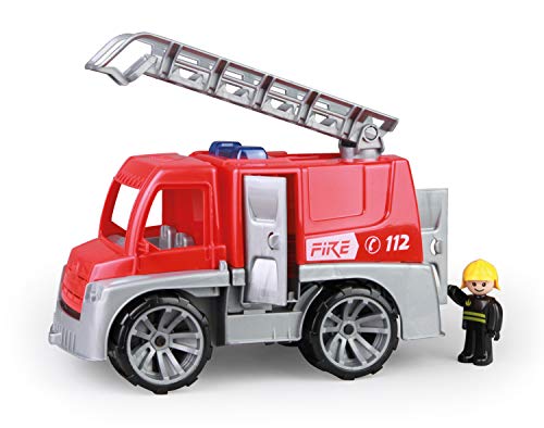 Lena 04457 - TRUXX Feuerwehr Einsatzfahrzeug mit Spielfigur als Feuerwehrmann, Feuerwehrauto mit Rettungsleiter, Feuerwehrtransporter mit Türen zum Öffnen, Spielfahrzeug für Kinder ab 24m+ von Lena