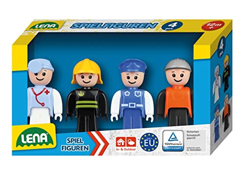 Lena 04490 Police 4 vollbeweglichen Figuren, Actionfiguren Zubehör-Pack TRUXX² Fahrzeug Serie, Aktionfiguren für Drinnen und Draußen, für Kinder ab 12 Monaten, Spielfiguren Set 1, M von Lena