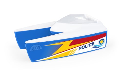 Lena 04713 Boaties Polizeiboot im Katamaran Stil ca. 17 cm, geeignet für Badewanne, Indoor und Outdoor, für Kinder ab 2 Jahren von Lena