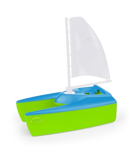 Lena 04715 Boaties Segelboot im Katamaran Stil ca. 17 cm, mit ansteckbarem Segel, geeignet für Badewanne, Indoor und Outdoor, für Kinder ab 2 Jahren von Lena