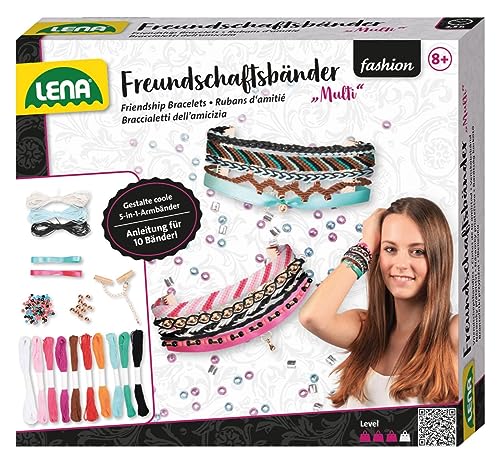 Lena 42116 Freundschaftsbänder Bastelset für Kinder ab 6 Jahren - Freundschaftsarmbänder selber machen, DIY Armbänder als bezauberndes Geschenk für gute Freunde von Lena