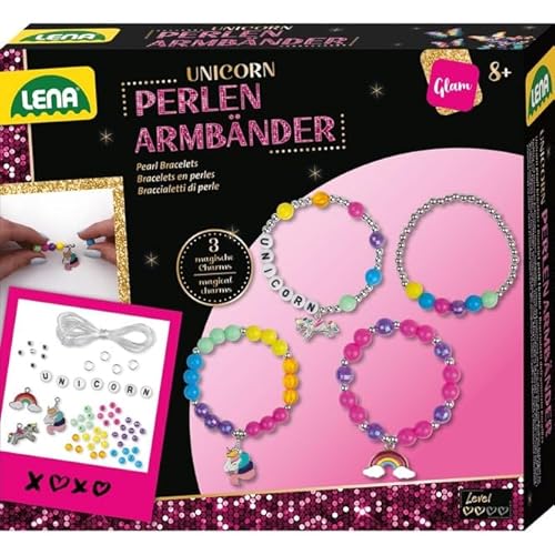 Lena 42708 Perlen Armbänder Unicorn, Faltschachtel, mehrfarbig von Lena