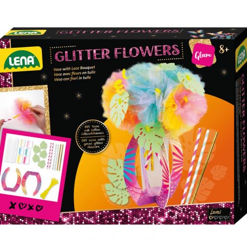 Lena 42727 Glitter Flowers, Faltschachtel, Mehrfarbig von Lena