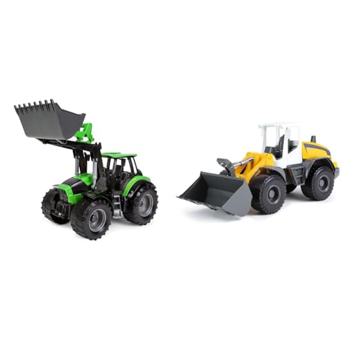 Lena 4613 x Worxx Traktor Modell Deutz-Fahr Agrotron 7250 TTV mit Frontlader, ca. 45 cm & 4612 Worxx Radlader Modell Liebherr L538 Litronic, ca. 48 cm von Lena