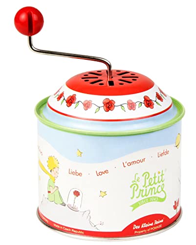 Lena tin Toys 52769 - Musikdrehdose Der Kleine Prinz, Musikdose ca. 10,5 x 7,5 cm, Blechdrehdose mit Melodie Claire de Lune, Drehdose aus Metall, Drehorgel für Kinder ab 18 Monate, Orgel mit Motiv von Lena