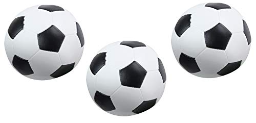 Lena 62162 Soft-Fußbälle 3er Set, Sportsoftbälle schwarz-weiß, 3 Softbälle je ca. 10 cm, Softfußbälle für Drinnen und Draußen, weiche Sportbälle, Spielbälle für Kinder ab 12m von Lena