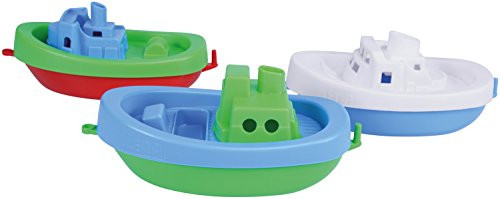 Lena 65470 - Wasserspaß Boote, 3er Set, Badeboote aus Kunststoff, Wasserspielzeugset für Kleinkinder ab 1 Jahr, 3 schwimmende Spielzeugboote mit Anhängekupplung, für Badewanne, Pool und Sandkasten von Lena