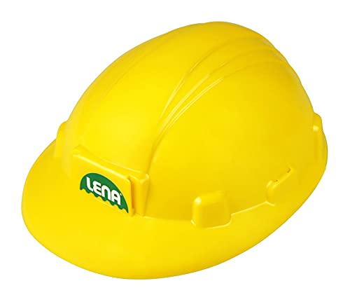 Lena 69841 - Baustellenhelm ca. 24 cm, Bauarbeiter Kinderhelm in Größe verstellbar, Bauhelm für kleine Baumeister, Baustellen Rollenspiel und Fasching, Kostüm Zubehör Helm für Kinder ab 2 Jahren, gelb von Lena