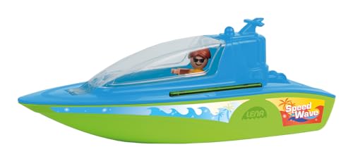Lena BOAZZ Sportboot 36 cm, Spielzeugboot Indoor und Outdoor geeignet, für Kinder ab 2 Jahren, Kabine zum öffnen, Zwei Sitzplätze Plus Spielfigur von Lena