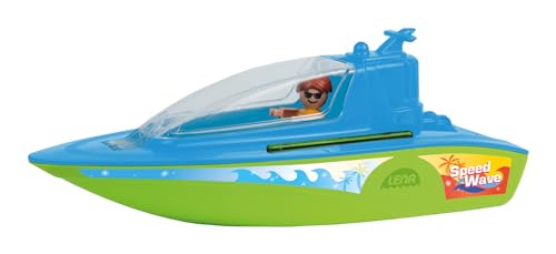 Lena BOAZZ Sportboot 36 cm, Spielzeugboot Indoor und Outdoor geeignet, für Kinder ab 2 Jahren, Kabine zum öffnen, Zwei Sitzplätze Plus Spielfigur, grün von Lena