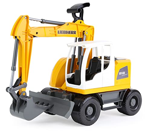 Lena 04611 - Worxx Schaufelbagger Modell Liebherr A918 Compact Litronic, ca. 48 cm, Baustellen Spielfahrzeug für Kinder ab 3 Jahre, robuster Bagger mit funktionstüchtigem Baggerarm und Schiebeschild von Lena