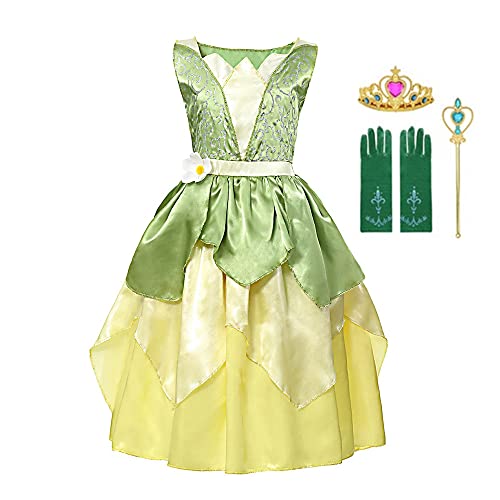 Lengender Mädchen Prinzessin Tiana Kleid Kinderkostüm (Dress Set, 140) von Lengender