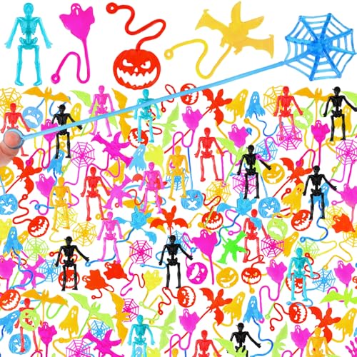 Lenwen 300 Stück dehnbares Partyzubehör für Halloween, verschiedene klebrige Handspielzeuge, Bulk-Schädel, Fledermaus, Geist, Kürbis für Geschenktüten, Füllstoffe, Klassenzimmerpreise, von Lenwen