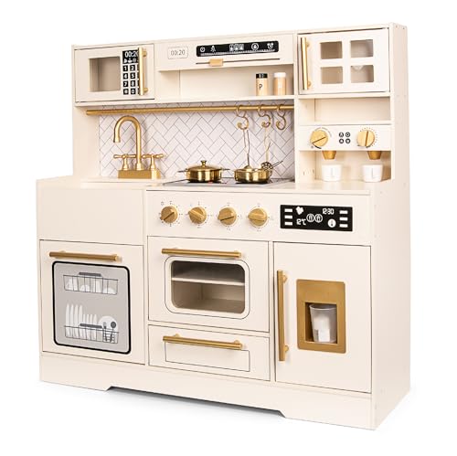 Leomark Kinderküche Napoli aus Holz Große Gold Spielküche für Kinder Holzküche mit Zubehör Spielzeugküche ab 3 Jahren Kochspielset Geschenk für Jungen & Mädchen Höhe 90 cm Leomark Kinderküche Napoli aus Holz Große Gold Spielküche für Kinder Holzküche mit Zubehör Spielzeugküche ab 3 Jahren Kochspielset Geschenk für Jungen & Mädchen Höhe 90 cm von Leomark