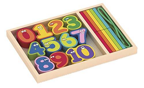 Leomark Pädagogisches Holzspielzeug für Kinder, schult die Logik und Feinmotorik, Lernspielzeug, Sensorisches Spielzeug, Mehrfarbig (Holzziffern - Happy Numbers) von Leomark