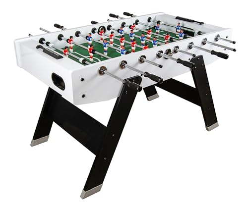 Leomark Tischfußball-Set Weiß-Schwarz mit Spielfiguren – Großer Kickertisch White Edition für Hause und Büro Höhe 85 cm von Leomark