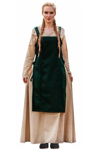 Leonardo Carbone® Damen Überkleid Wikinger Aila | Verstellbare Seitenschnürung | Ideal Für LARP, Karneval, Cosplay, Halloween, Mittelalter, Wikinger, Kostüm | Wolle Grün 2XL/3XL von Leonardo Carbone