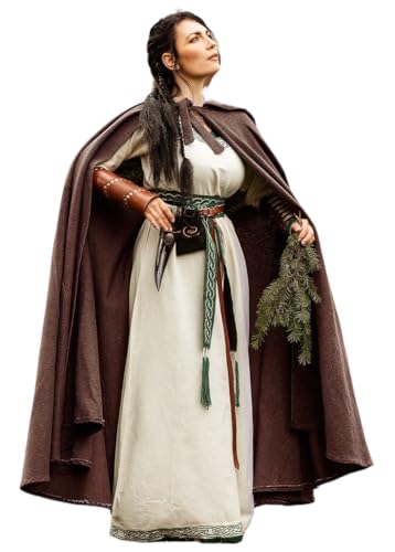 Leonardo Carbone® Mittelalter Umhang Frantz mit Kapuze - Mittelalter Kleidung Damen Herren, Cape Männer, Hobbit Kostüm, LARP, Wikinger, Cosplay, Renaissance, Halloween - 100% Baumwolle Braun von Leonardo Carbone