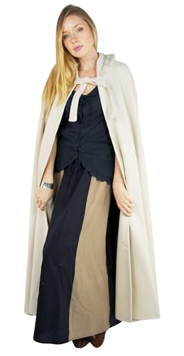 Leonardo Carbone® Unisex Klassischer Mittelalter Umhang Elinor - Mittelalter Kleidung Damen & Herren, Cape Männer, Hobbit Kostüm, LARP-Kleidung, Wikinger, Cosplay Herren, Halloween, Karneval Natur von Leonardo Carbone