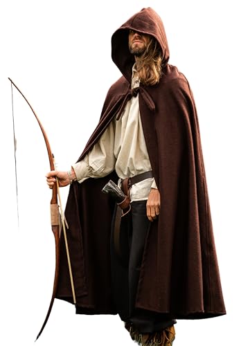 Leonardo Carbone® Unisex Klassischer Mittelalter Umhang Elinor - Mittelalter Kleidung Damen & Herren, Cape Männer, Hobbit Kostüm, LARP-Kleidung, Wikinger, Cosplay Herren, Halloween, Karneval Braun von Leonardo Carbone