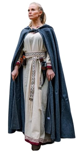 Leonardo Carbone® Unisex Klassischer Mittelalter Umhang Elinor - Mittelalter Kleidung Damen & Herren, Cape Männer, Hobbit Kostüm, LARP-Kleidung, Wikinger, Cosplay Herren, Halloween, Karneval Grau von Leonardo Carbone