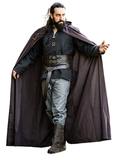 Leonardo Carbone® Unisex Mittelalter Umhang Gunnar - Mittelalter Kleidung Damen & Herren, Cape Männer, Hobbit Kostüm, LARP, Wikinger, Cosplay, Halloween, Karneval - 100% Baumwolle Dunkelbraun von Leonardo Carbone