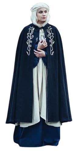 Leonardo Carbone® Unisex Mittelalter Umhang Lyra - Mittelalter Kleidung Damen & Herren, Cape Männer, Hobbit Kostüm, LARP-Kleidung, Wikinger, Cosplay, Halloween, Karneval - 100% Baumwolle Schwarz von Leonardo Carbone